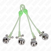 KINK - PINZAS PARA PEZONES CON CALAVERA ILUMINADA Y ANILLO DE CAMPANA AJUSTABLE VERDE / PLATA